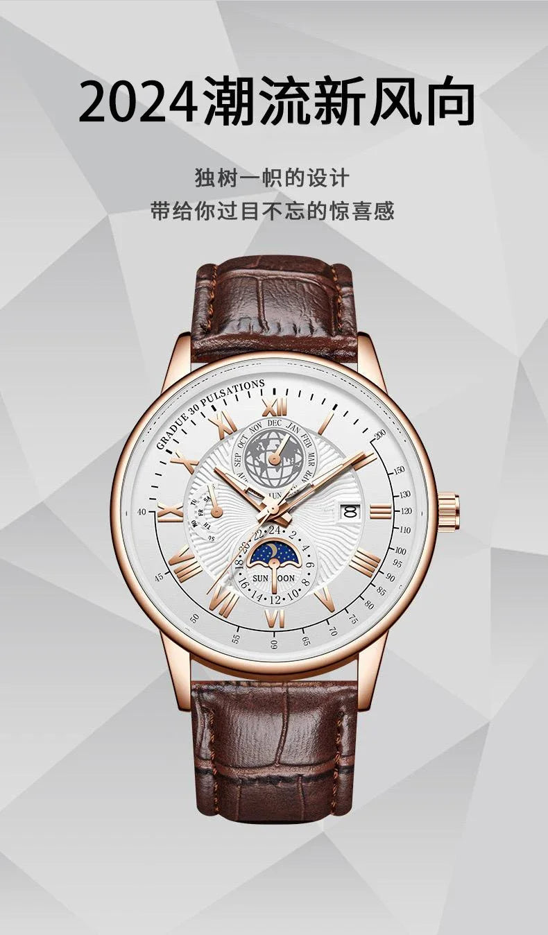 Waterproof Leather Sport Men Watch