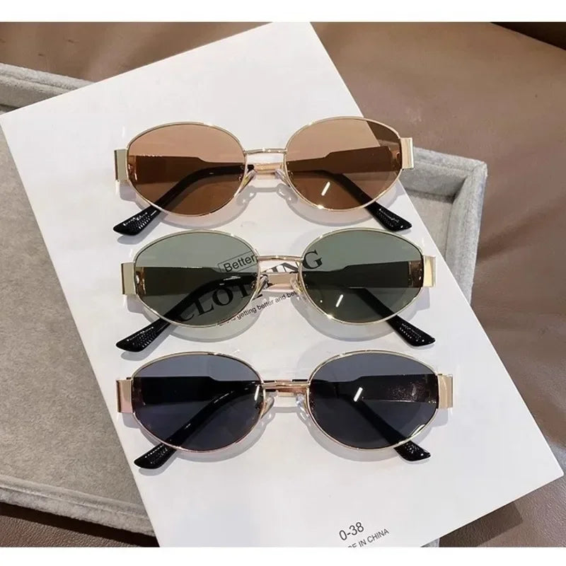 Oval Metal Designer Sunglasses