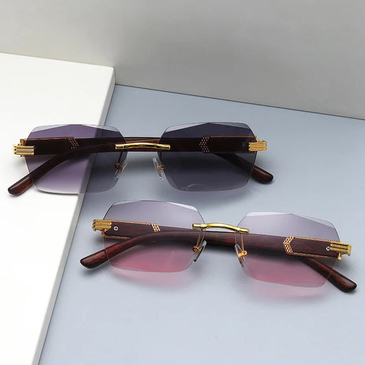 Rimless Gradient Square Sunglasses