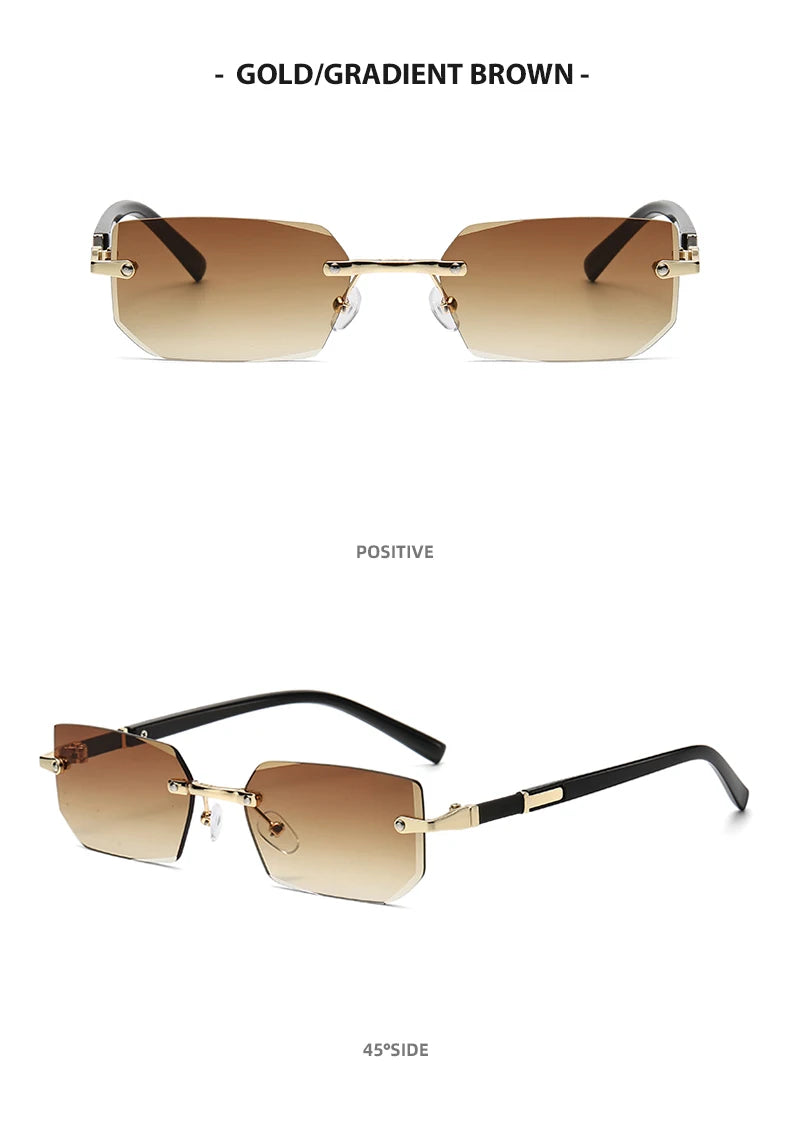 Rimless Rectangle Fashion Sunglasses