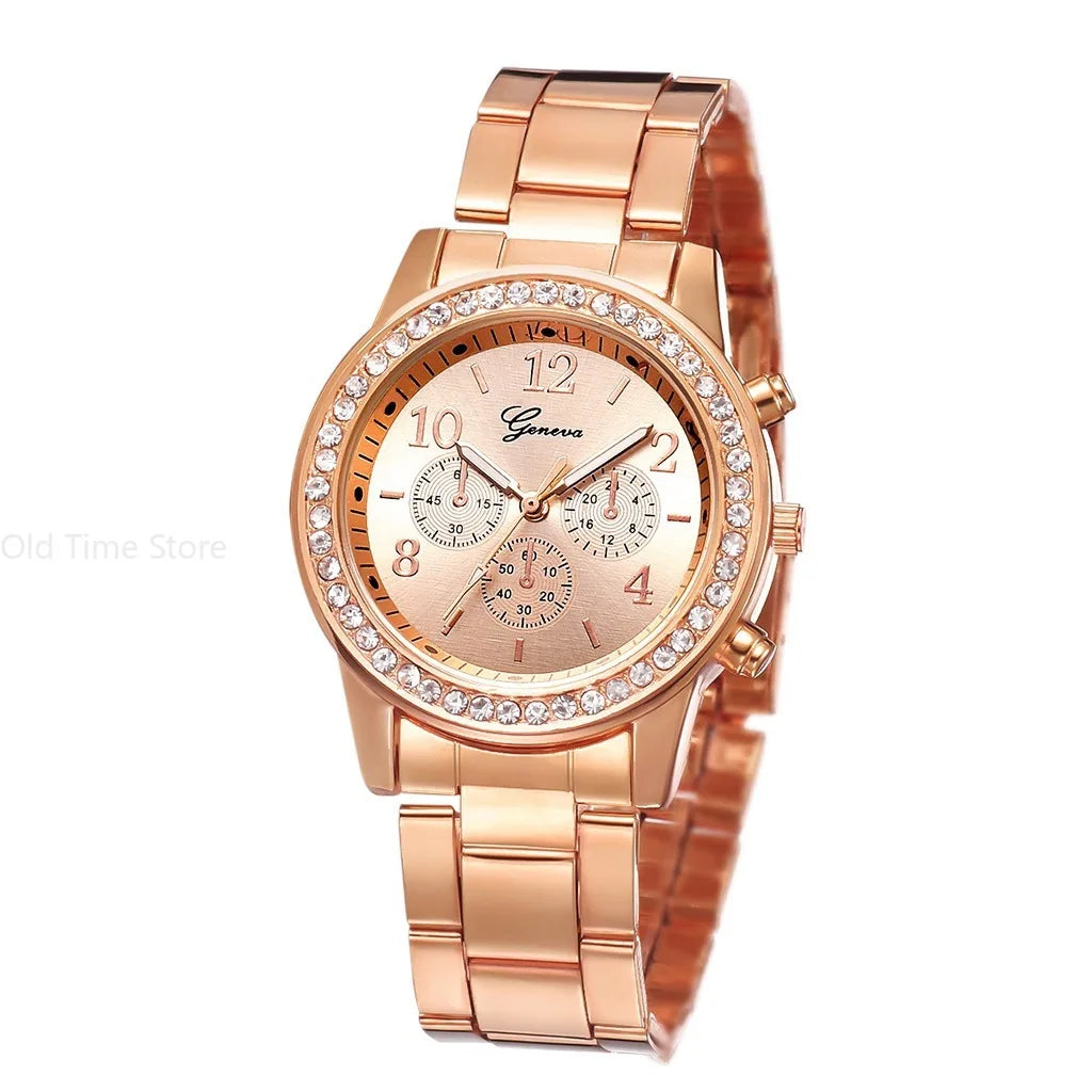 Classic Rhinestone Gold Women Watch