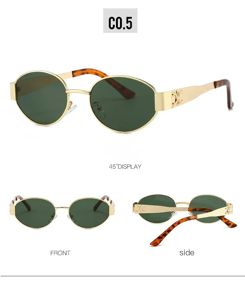 Oval Metal Designer Sunglasses