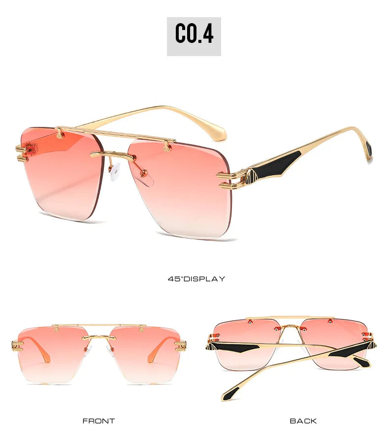Rimless Pilot Retro Sunglasses