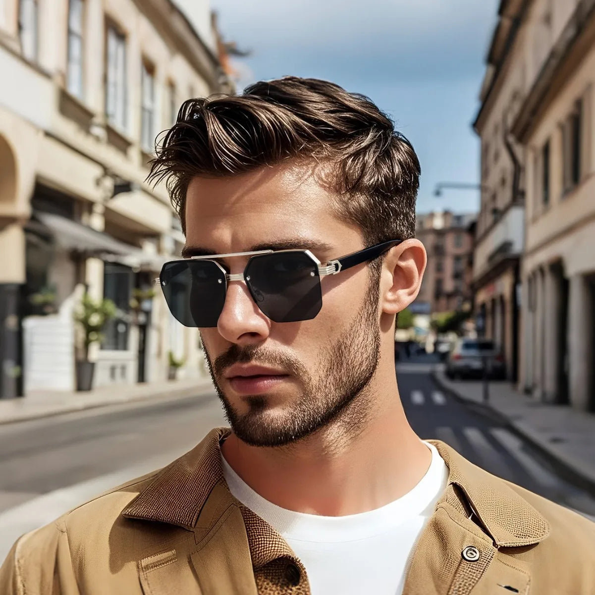 Half Frame Retro Sunglasses
