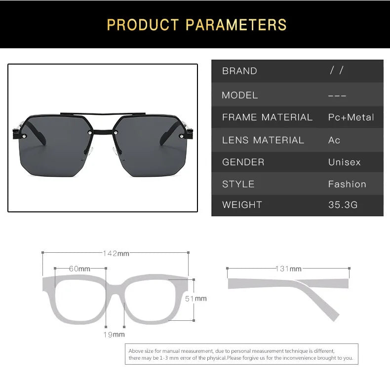 Half Frame Retro Sunglasses