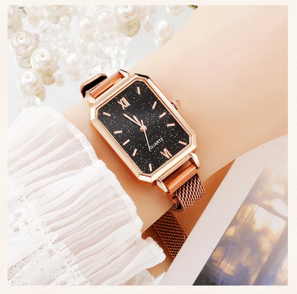 Square Dial Bracelet Watch Set