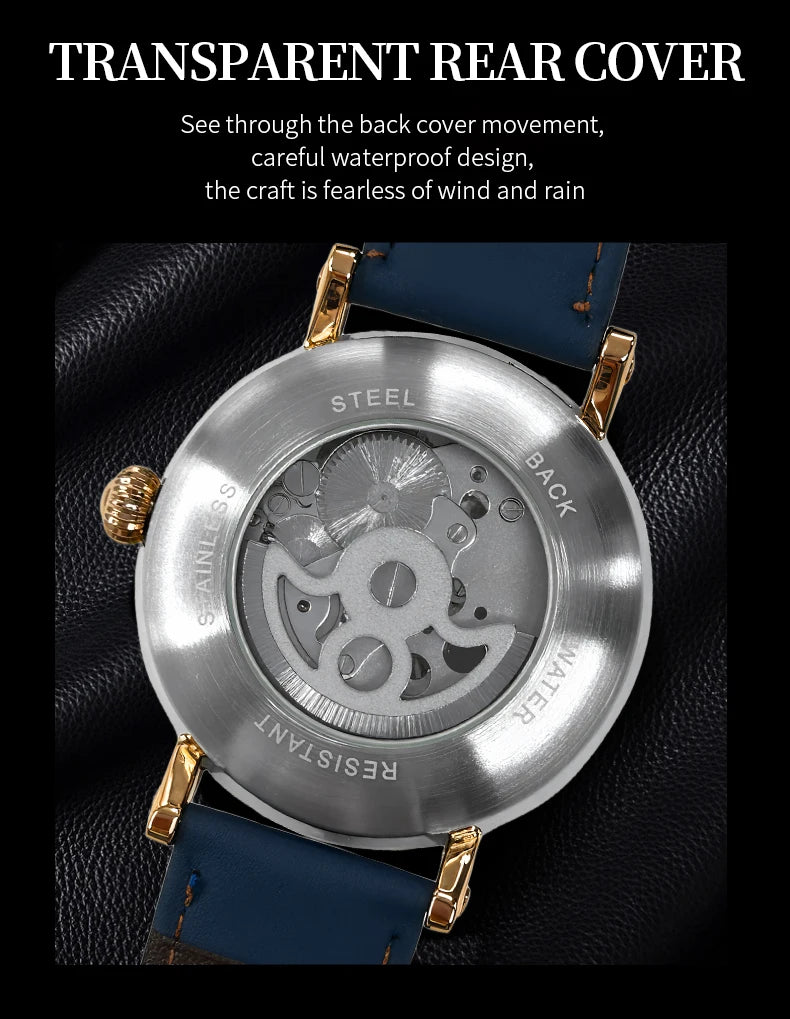 Skeleton Automatic Steel Men Watch