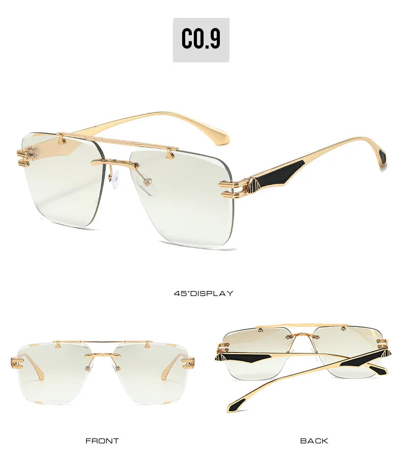 Rimless Pilot Retro Sunglasses