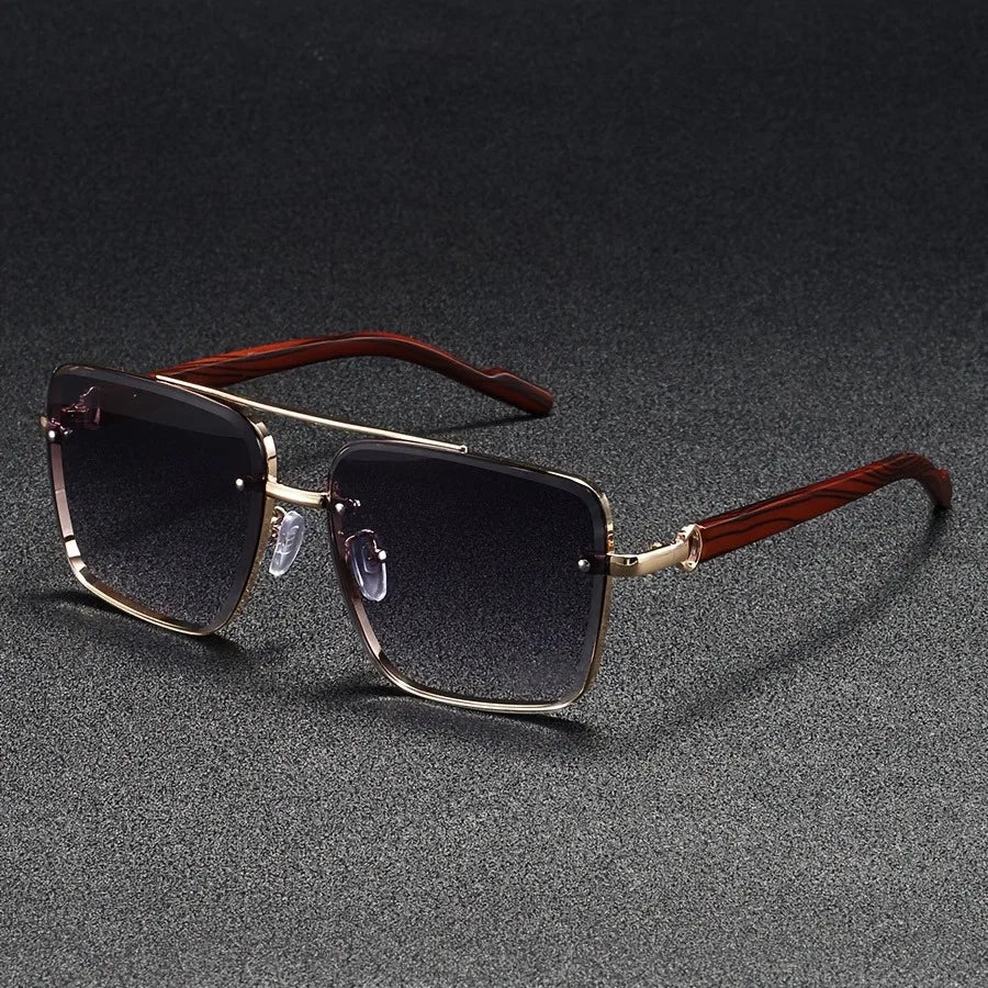Wooden Vintage Square Sunglasses