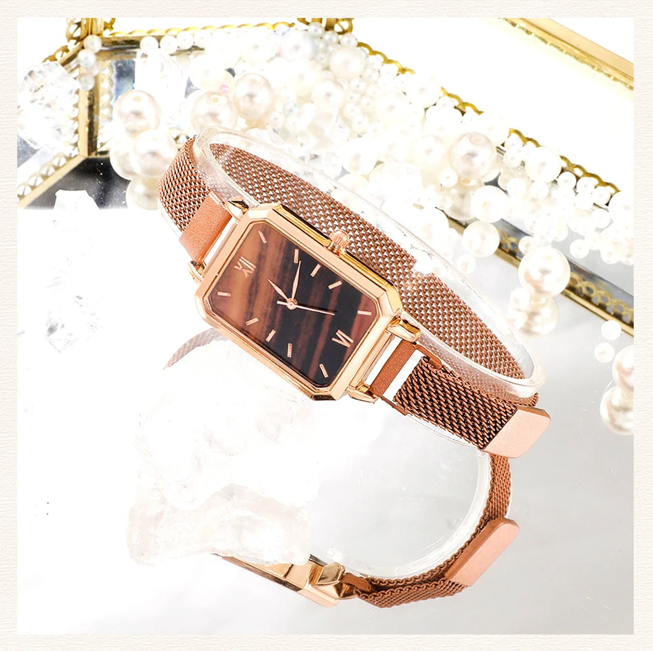 Square Dial Bracelet Watch Set