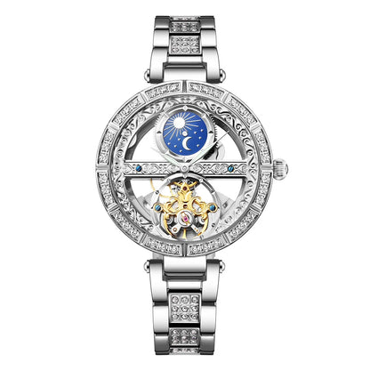 Skeleton Automatic Leather Women Watch