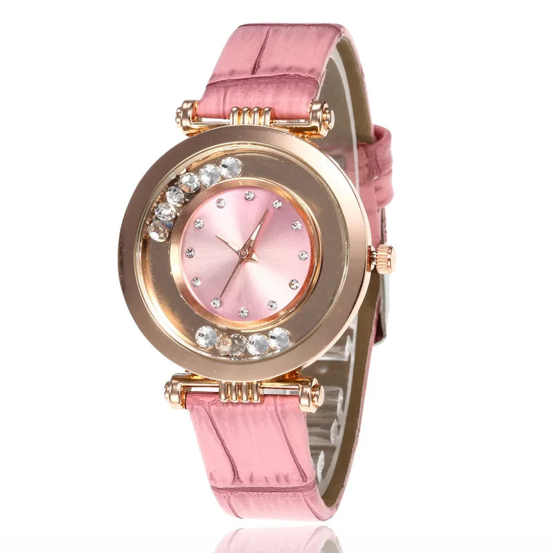 Diamond Leather Analog Women Watch