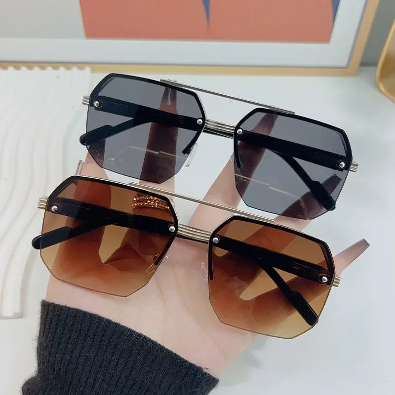 Half Frame Retro Sunglasses