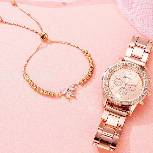 Classic Rhinestone Gold Women Watch