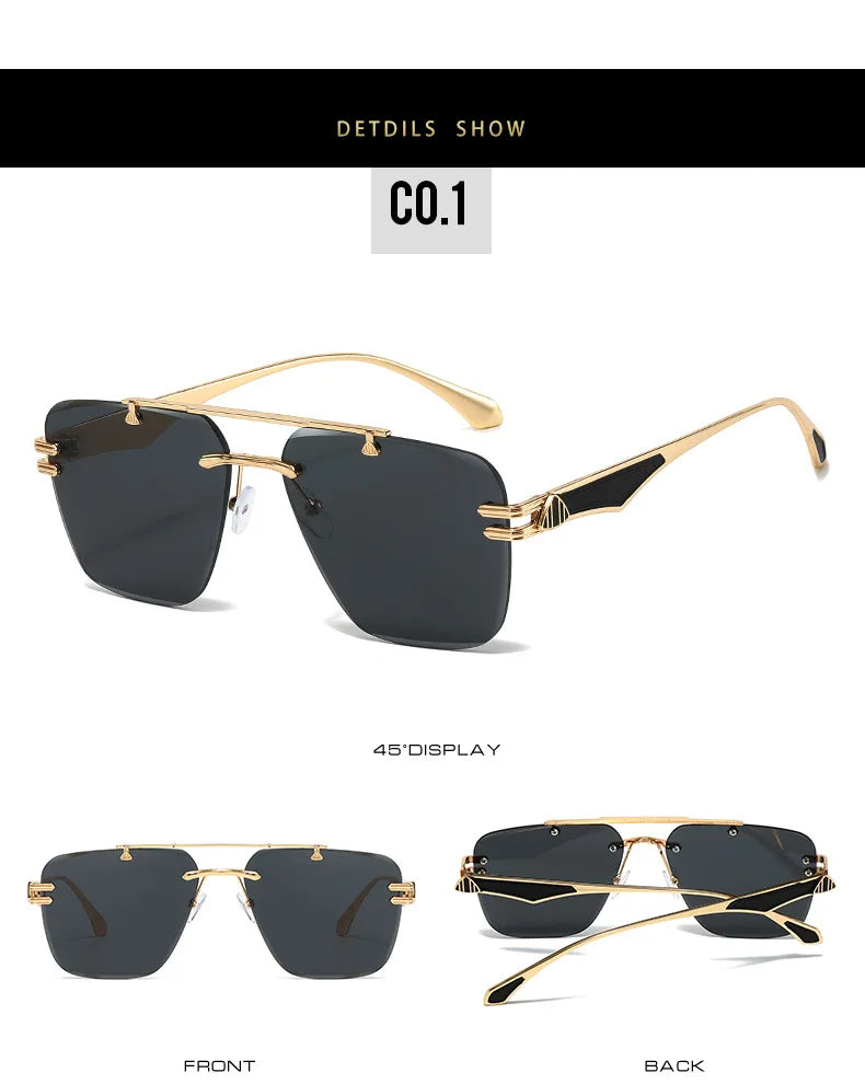 Rimless Pilot Retro Sunglasses