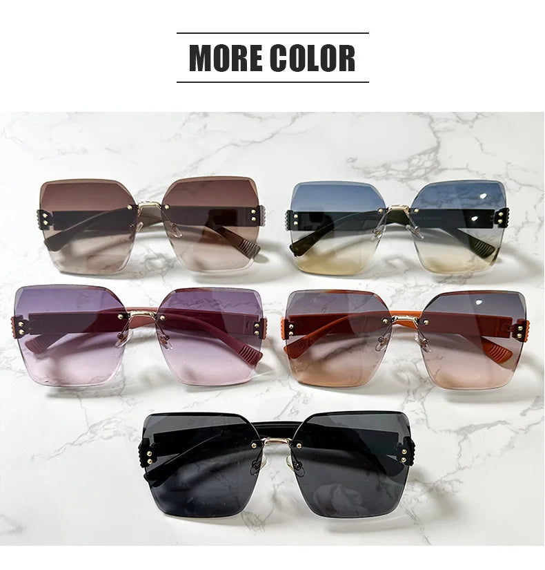 Oversized Rimless Women Sunglasses