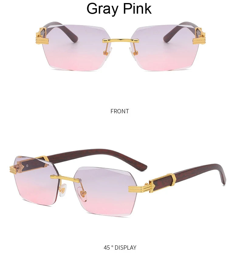 Rimless Gradient Square Sunglasses