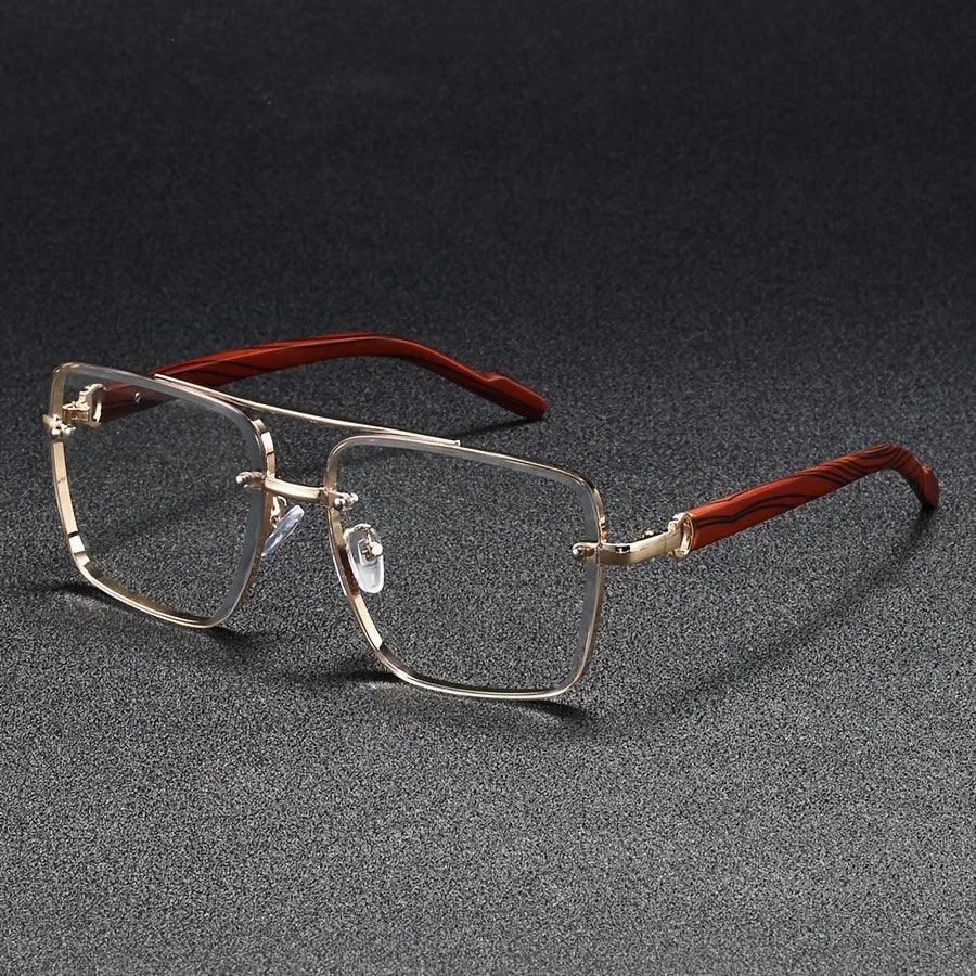Wooden Vintage Square Sunglasses