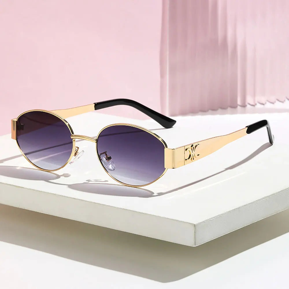 Oval Metal Designer Sunglasses