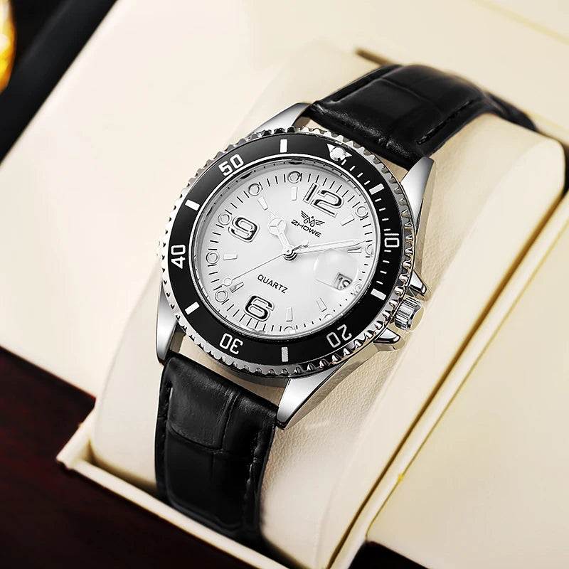 Leather Strap Calendar Men Watch