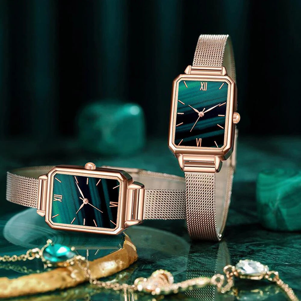 Square Dial Bracelet Watch Set