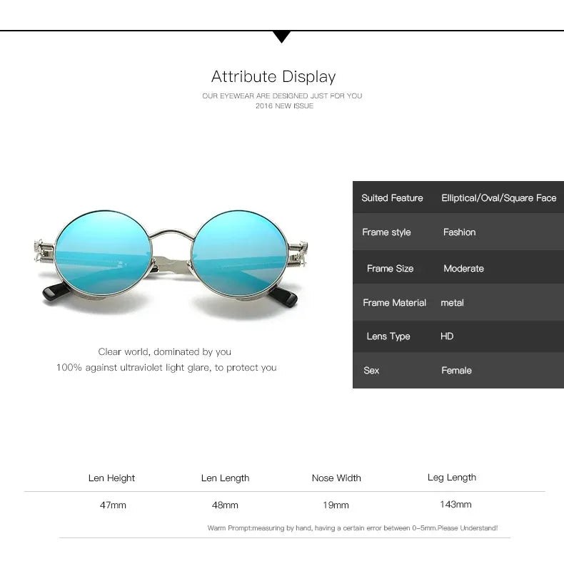 Steampunk Round Retro Sunglasses