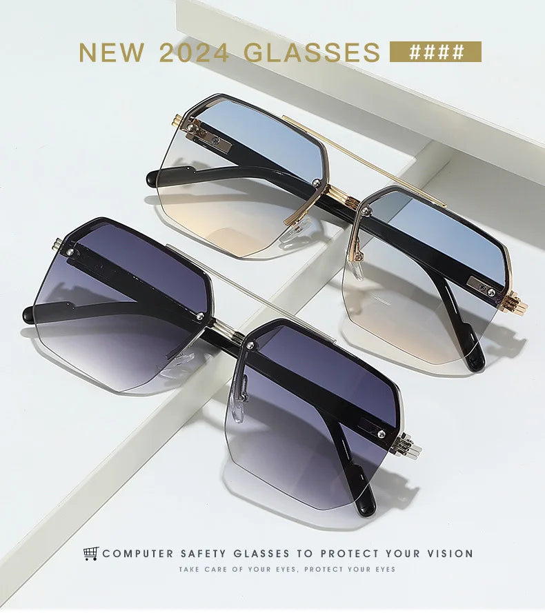 Half Frame Retro Sunglasses