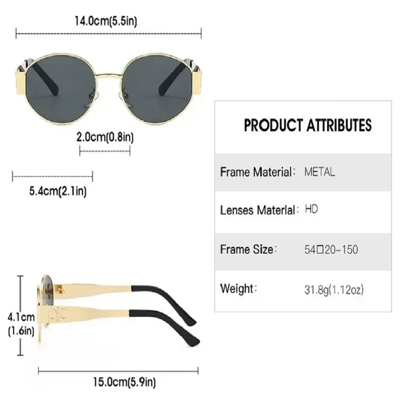 Oval Metal Designer Sunglasses