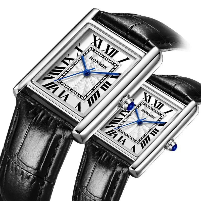 Couple Leather Quartz Watches Set