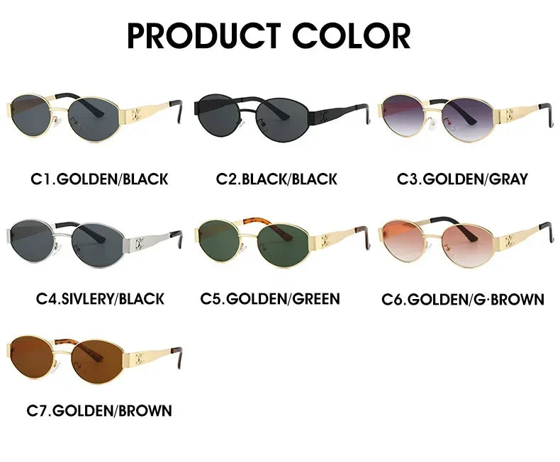 Oval Metal Designer Sunglasses