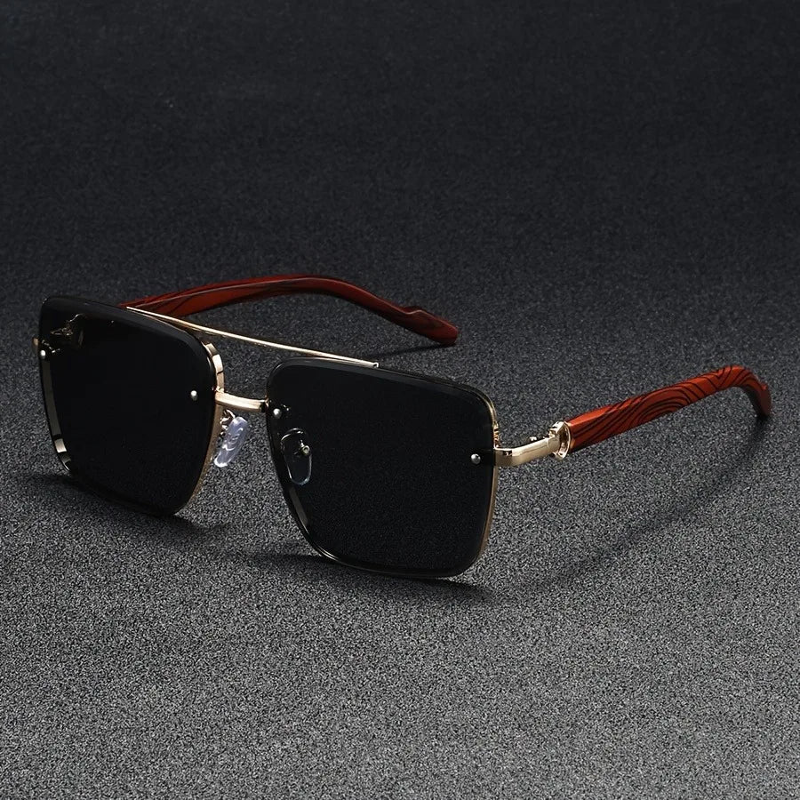 Wooden Vintage Square Sunglasses