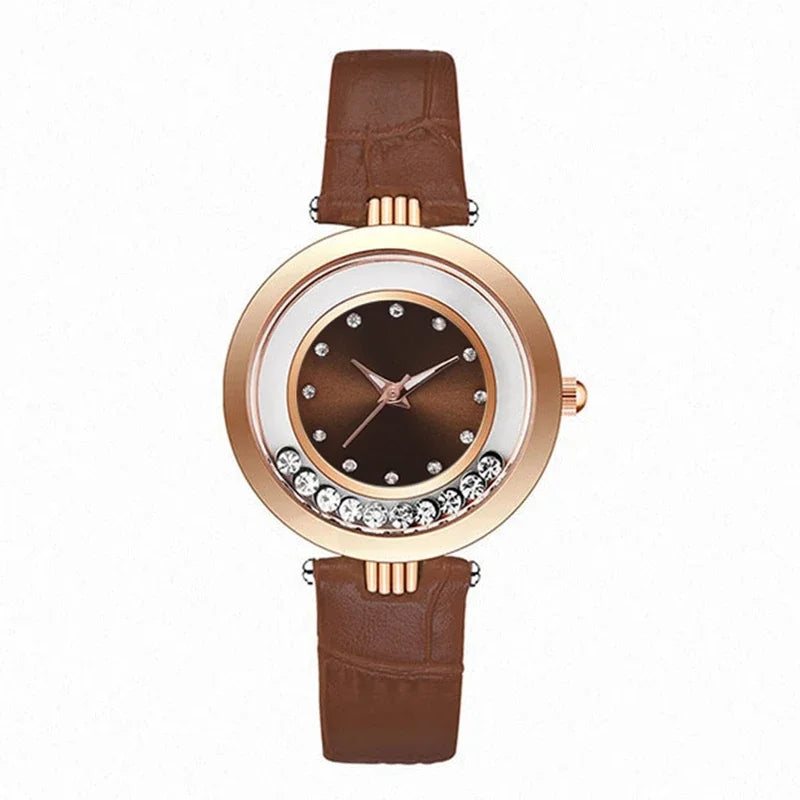 Diamond Leather Analog Women Watch