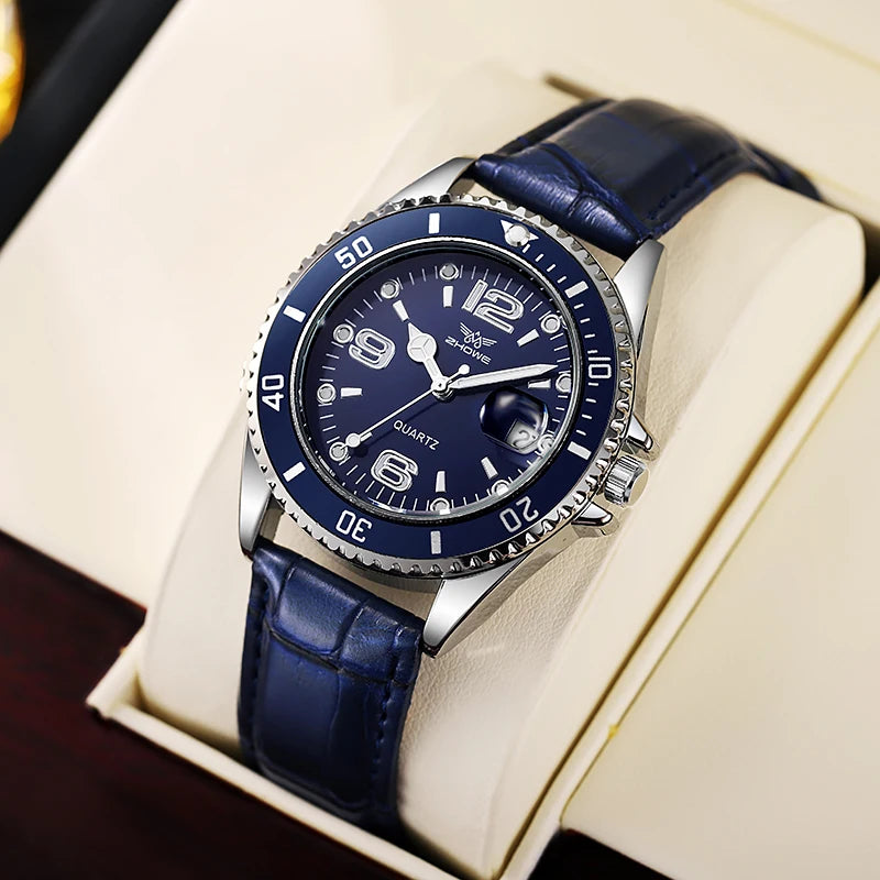 Leather Strap Calendar Men Watch