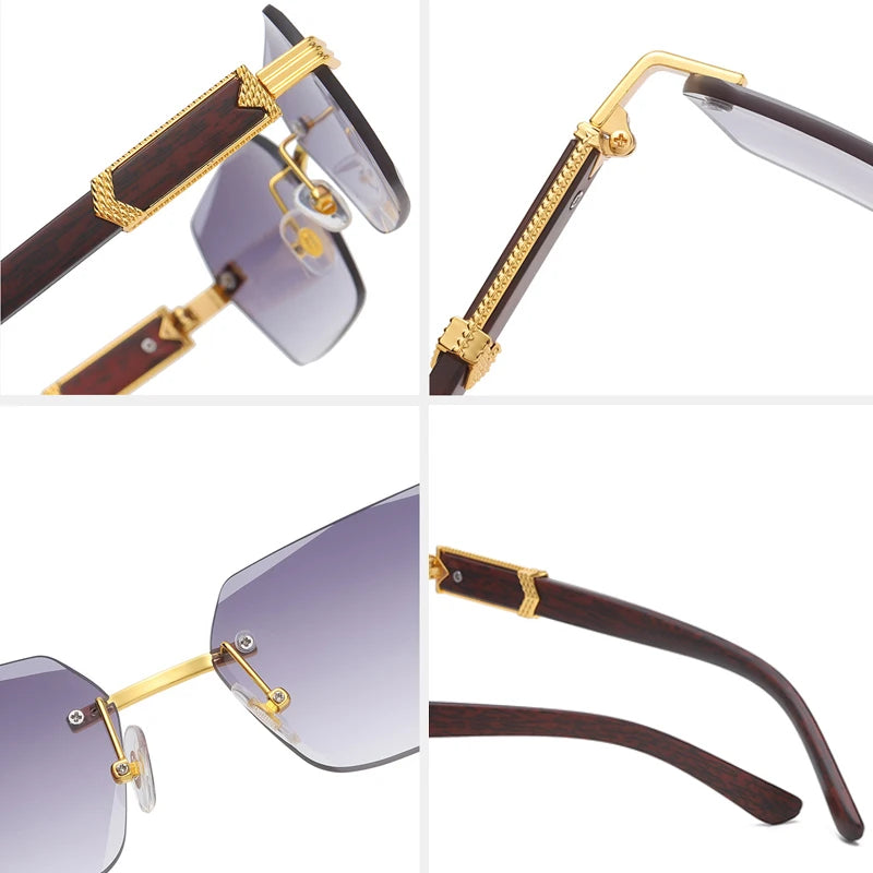 Rimless Gradient Square Sunglasses