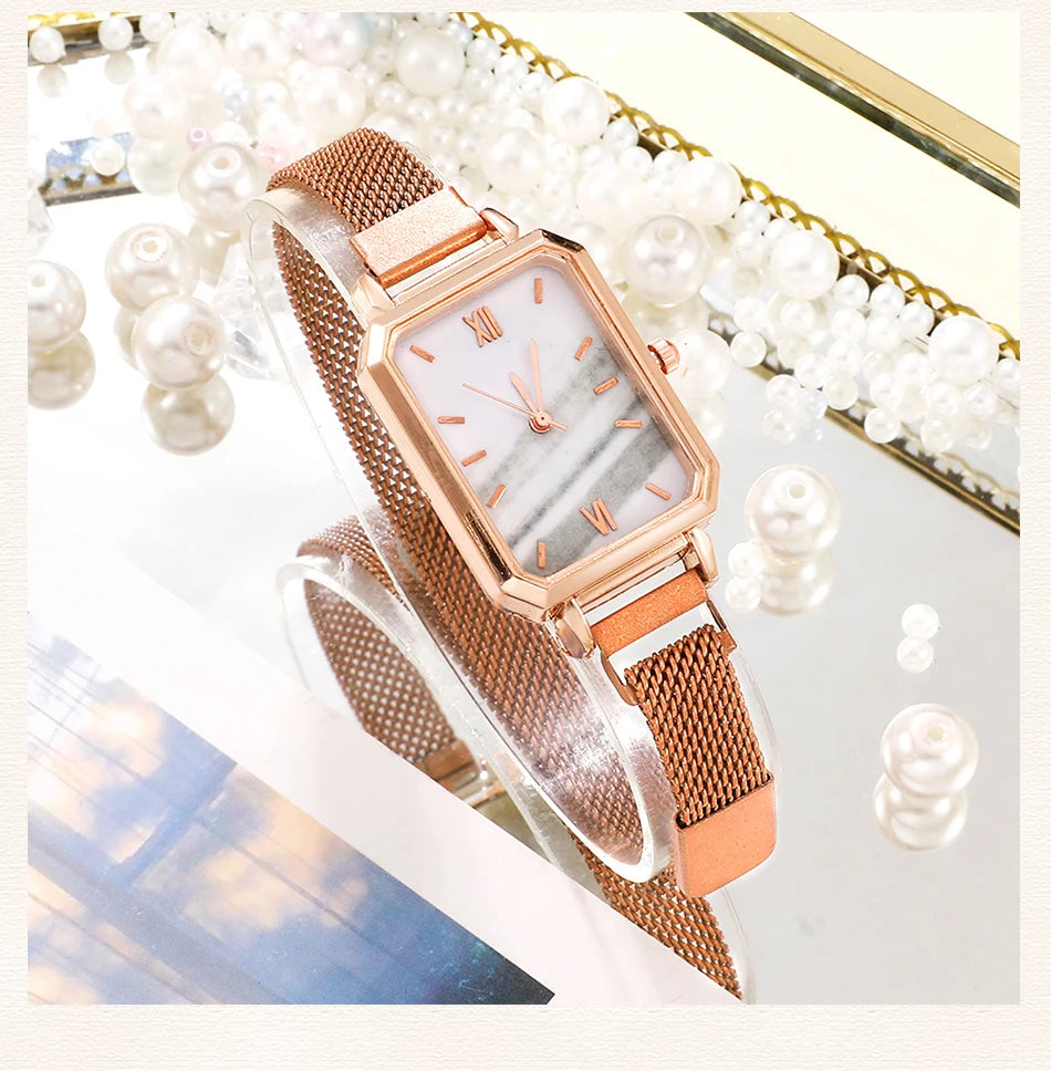 Square Dial Bracelet Watch Set