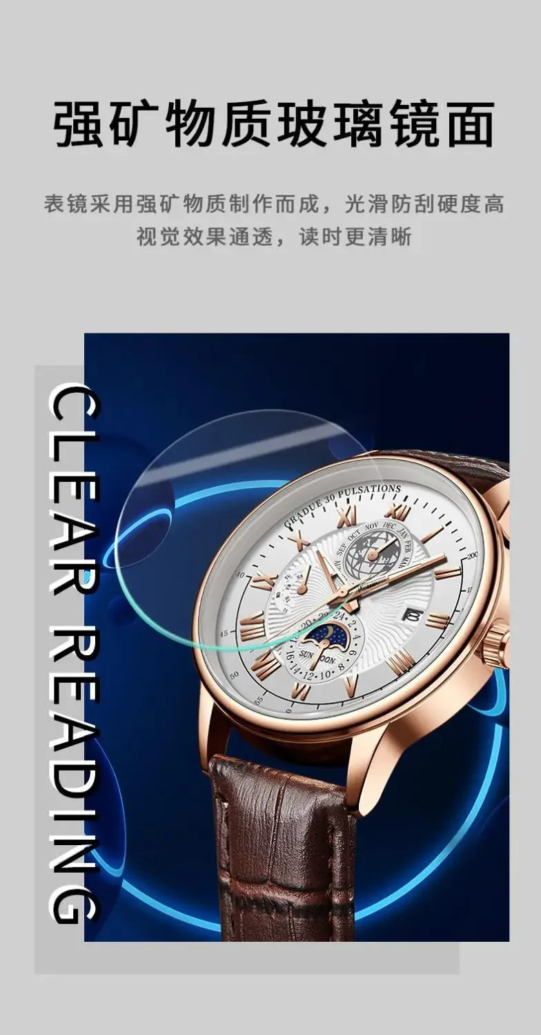 Waterproof Leather Sport Men Watch