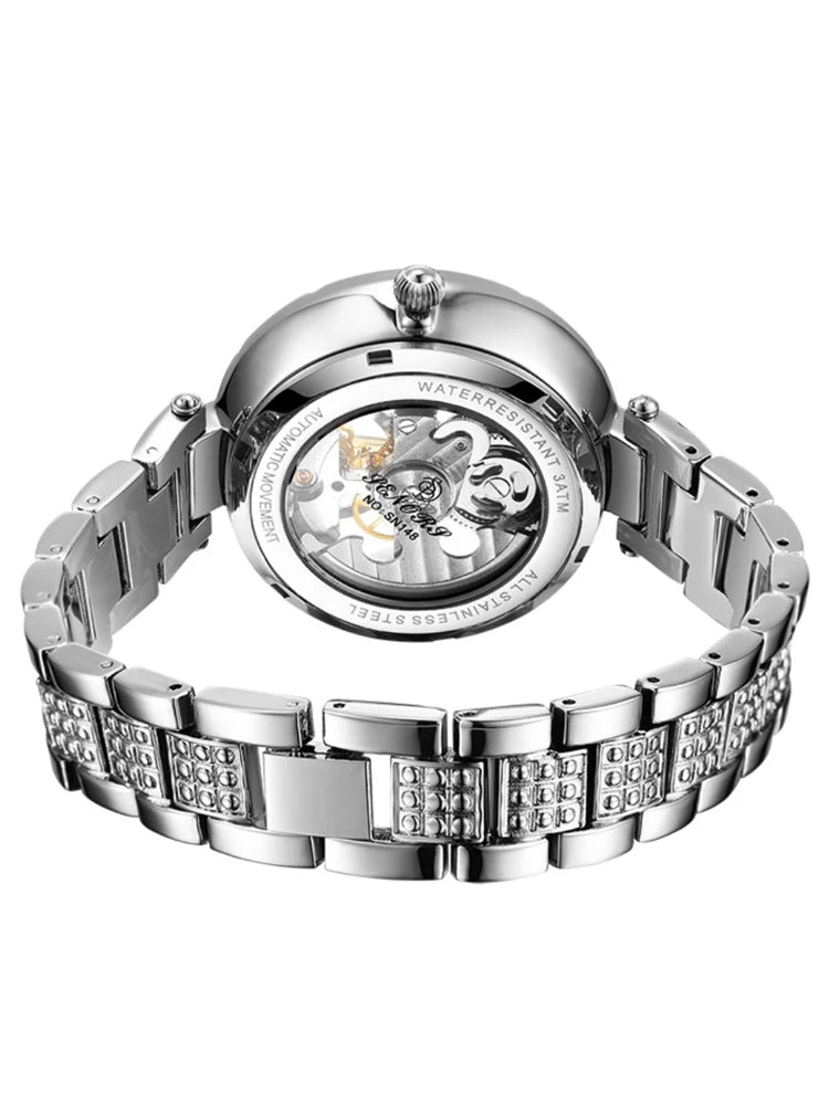 Skeleton Automatic Leather Women Watch
