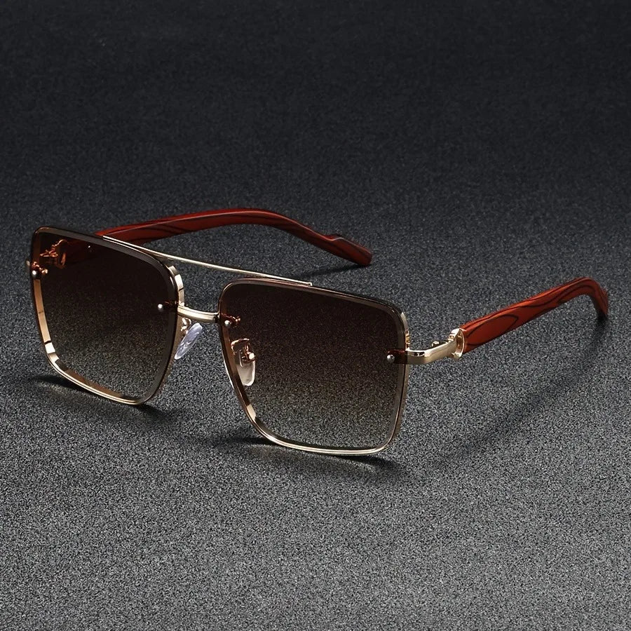 Wooden Vintage Square Sunglasses