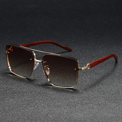 Wooden Vintage Square Sunglasses