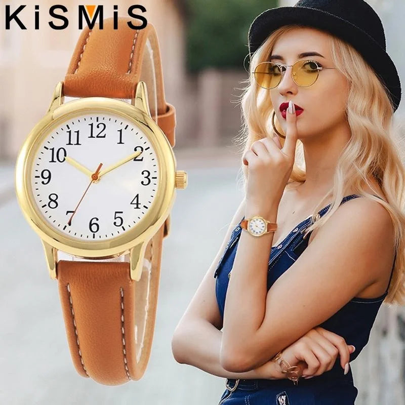 Simple Leather Strap Women Watch