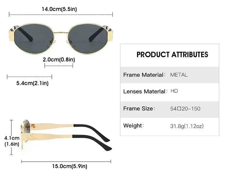 Oval Metal Designer Sunglasses