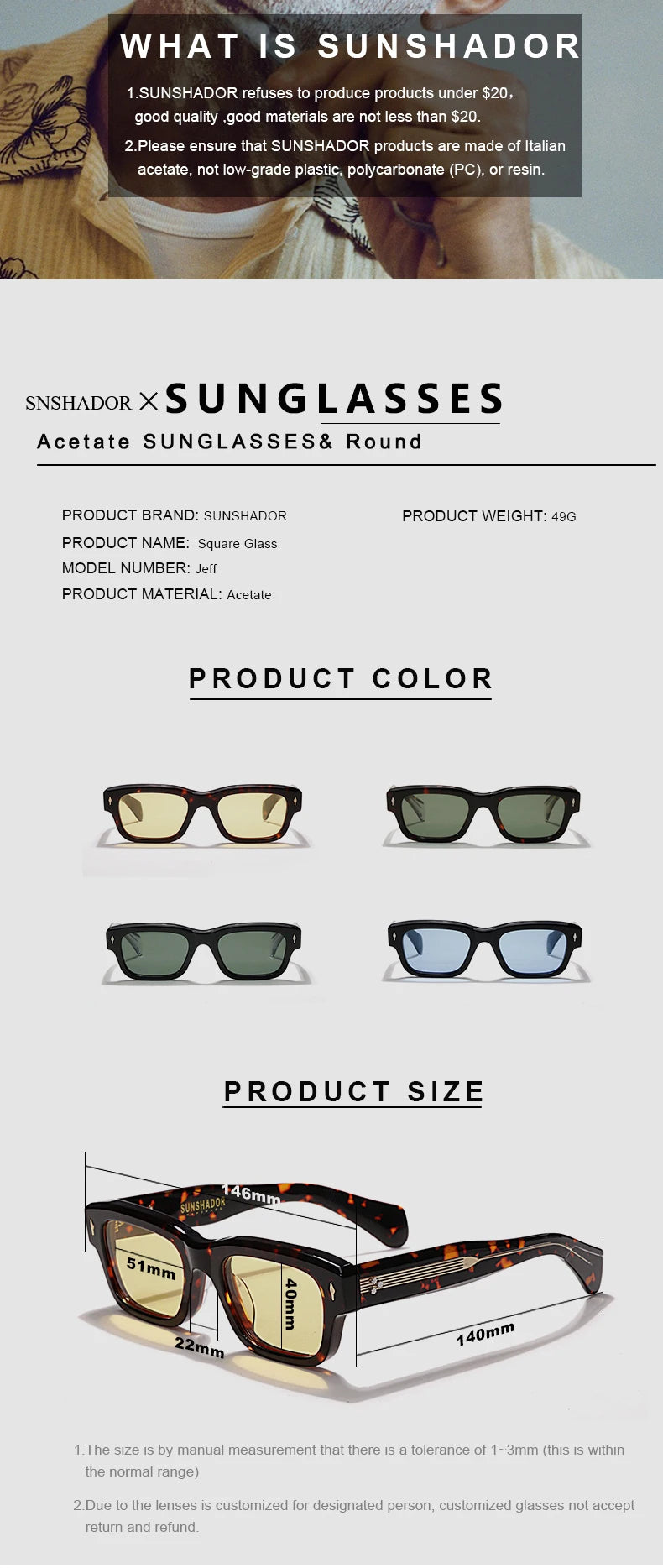 Handmade Acetate Designer Sunglasses