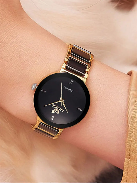 Gold Steel Band Women Watch