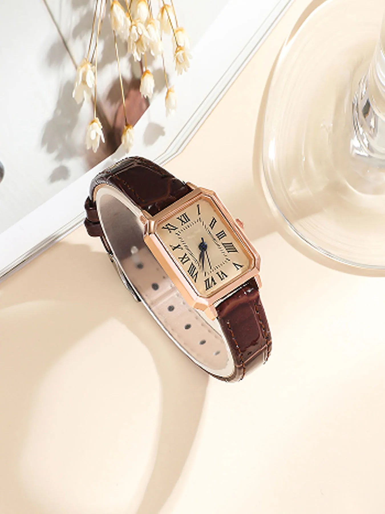 Square Leather Strap Women Watch