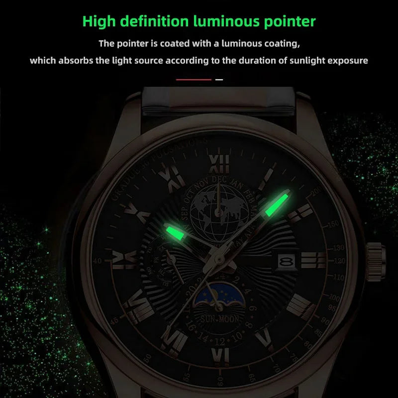 Waterproof Leather Sport Men Watch
