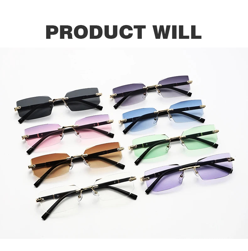 Rimless Rectangle Fashion Sunglasses
