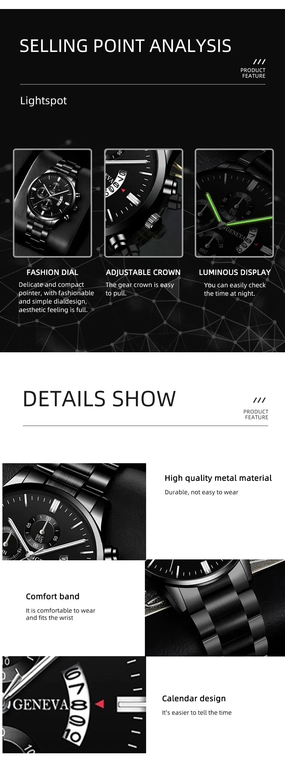 Black Steel Business Men Watch