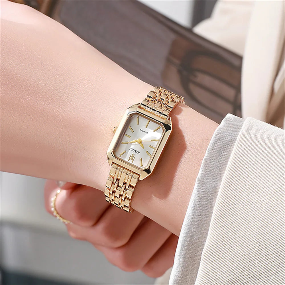 Square Gold Business Women Watch
