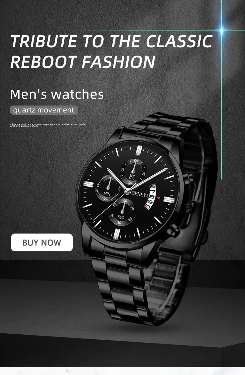 Black Steel Business Men Watch