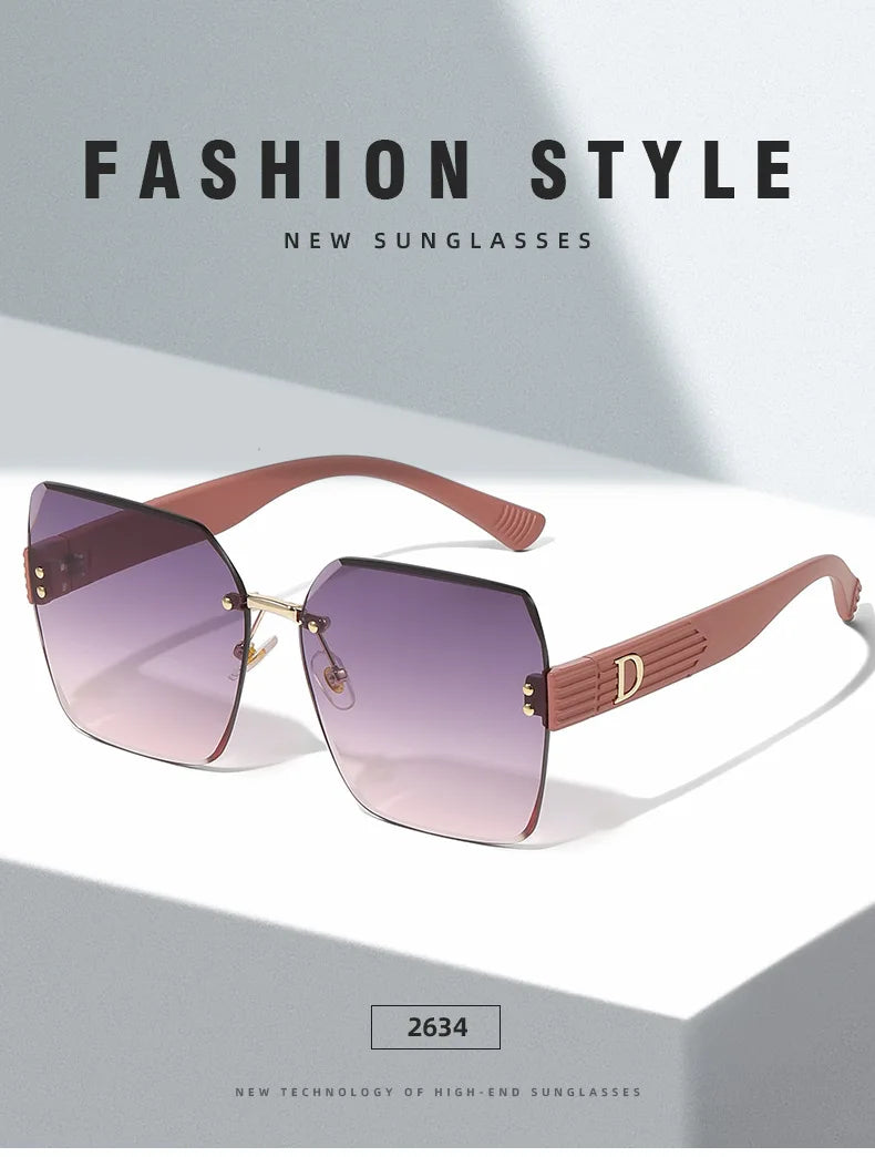 Oversized Rimless Women Sunglasses